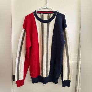 Men's Striped Sweater - Red, White, and Blue